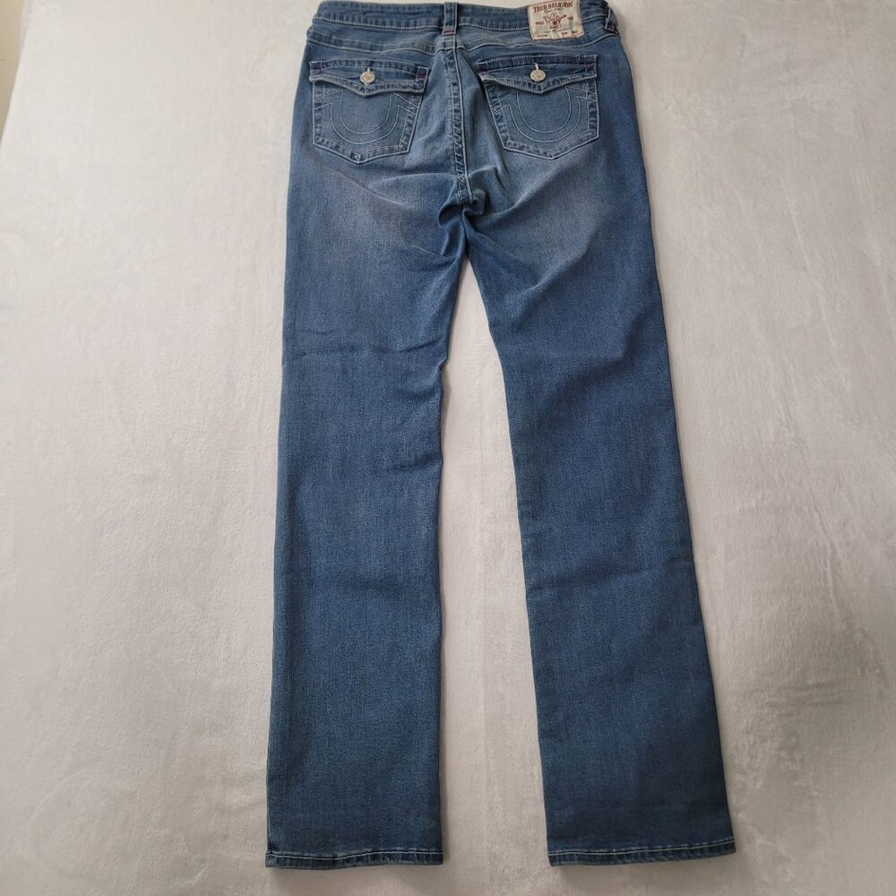 True Religion Billie Women's Mid Rise Straight Leg Blue Jeans Size 31x32 - Picture 2 of 12